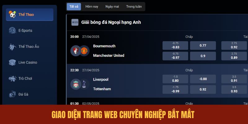 Giao diện BONG99